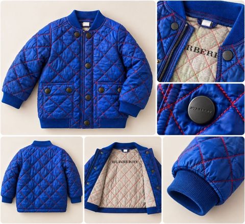 Orginal Burberry Uşaq üçün quilted jaket – mavi rəngdə, qırmızı — Bakı