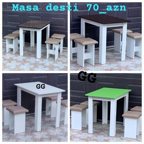 Mətbəx üçün, Yeni, Açılmayan, Kvadrat masa, 4 stul — Bakı