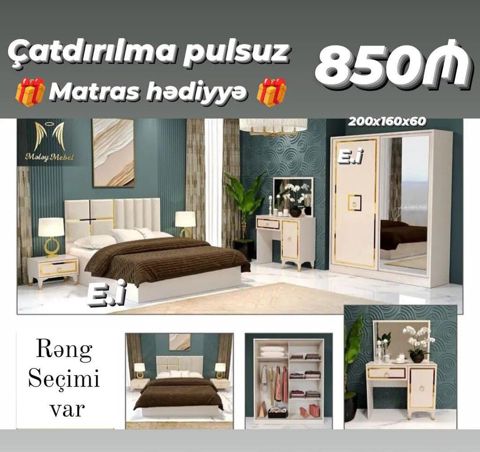 Yataq otağı dəstı – Modern klassik dizayn Dəst tərkibi: - Çarpayı — Sumqayıt