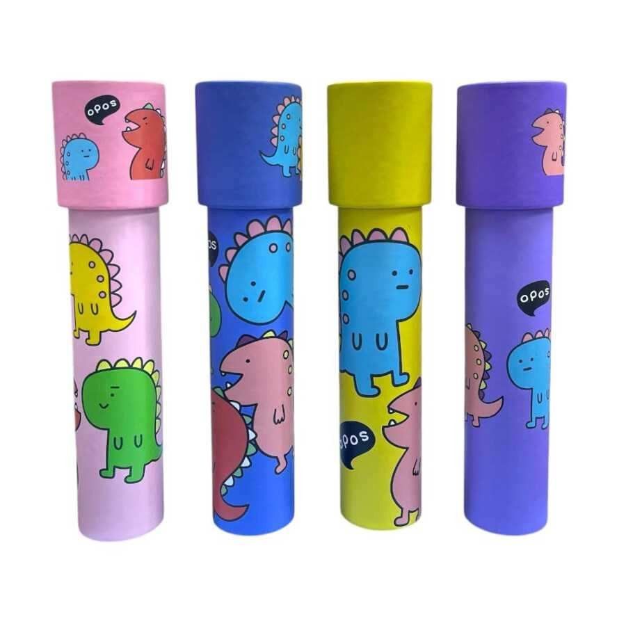 Antistress oyuncaq Kaleidoskop Dino, sevimli dinozavr dizaynı, rəngarəng optik effektlər, karton və plastik, bənövşəyi/çəhrayı/sarı, təhlükəsiz və toksik olmayan material, 3+ yaş - KD361-2 — Mallar, Bakı