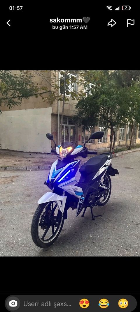 Model: s50 (Jufan) Cub tipli motosiklet Rəng: ağ-qara-mavi aktsentlər — Bakı