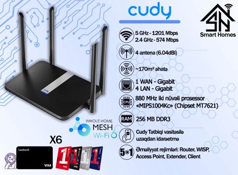 "Cudy X6" routeri — Bakı
