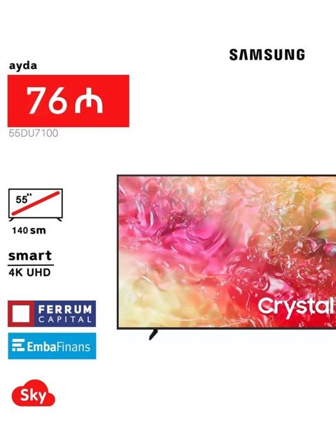Samsung 55DU7100 Crystal UHD 4K Smart TV — Bakı