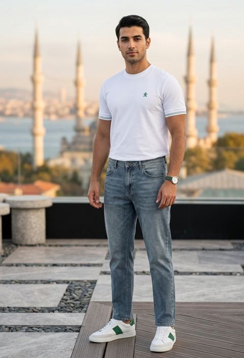 Kişilər üçün boyfrend cins Vizyon115, göy, pambıq, ölçü 32 — Bakı