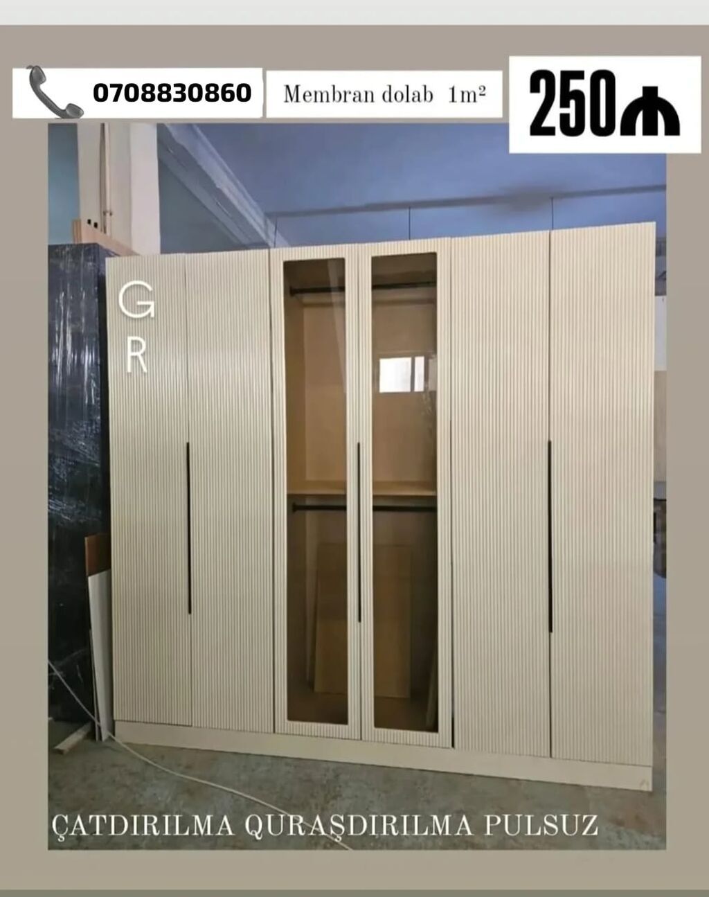 Düz dolab, Paltar üçün, Açılan, 6 qapı — Şkaflar, Sumqayıt