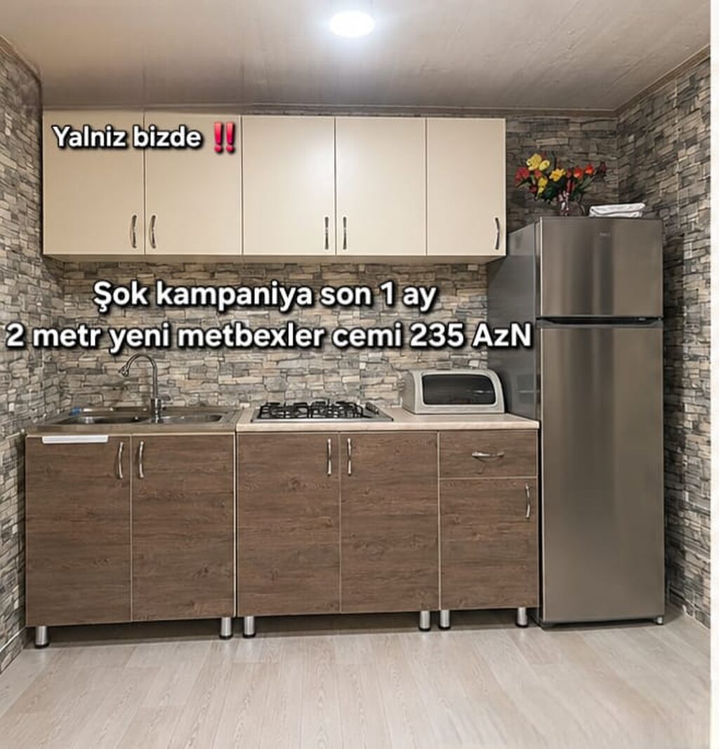 2 metr mətbəx mebeli dəsti - Üst və alt dolablardan ibarət tam dəst — Mətbəx mobilyası, Digah (3)
