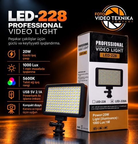 LED-228 Professional Video Light — Bakı