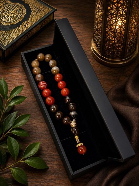 Aqate daşlardan hazırlanmış təsbeh - Material: cilalanmış təbii aqate — Bakı