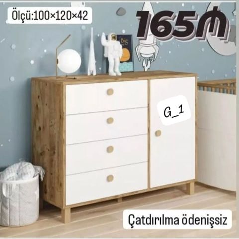 Uşaq/otaq üçün komod-dolab kombinasiyası - Ölçü: 100×120×42 sm — Bakı