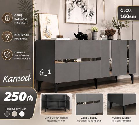 Məhsul: Kamod G_1 - Ölçü: 160 sm - Rəng seçimi: qara, ağ, boz — Sumqayıt