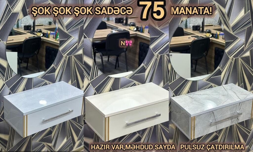 Müasir divar askılı konsol/komod – vizaj masası və ya dəhliz rəfi kimi — Komodlar və tumbalı, Bakı