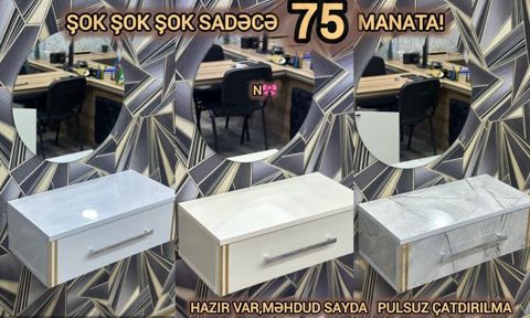 Müasir divar askılı konsol/komod – vizaj masası və ya dəhliz rəfi kimi — Bakı