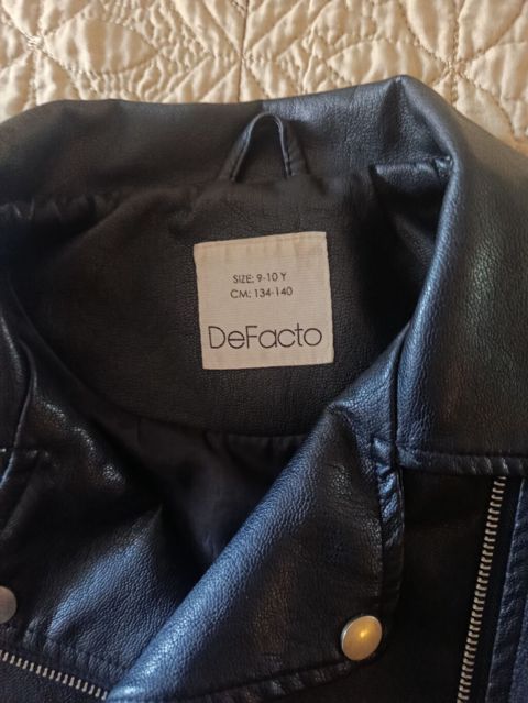 DeFacto uşaq üçün dəri effektli qara biker gödəkçə - Ölçü: 9-10 yaş — Bakı