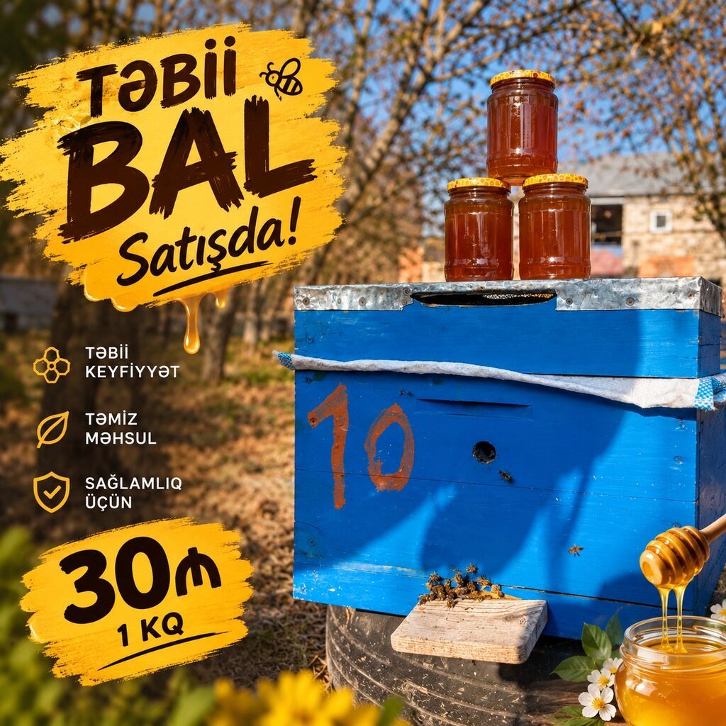 Təbii bal satışda - Arıxanalardan təbii keyfiyyət - Təmiz, əlavəsiz — Qida məhsulları, Bakı