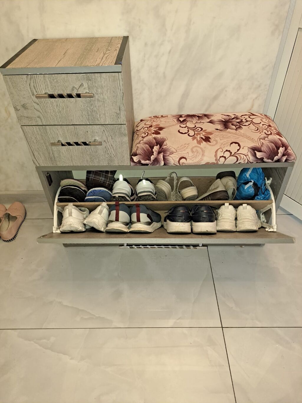 Dəhliz üçün çoxfunksiyalı ayaqqabılıq və oturacaq - Material: ağac — Ayakkabı şkafları, Bakı (2)