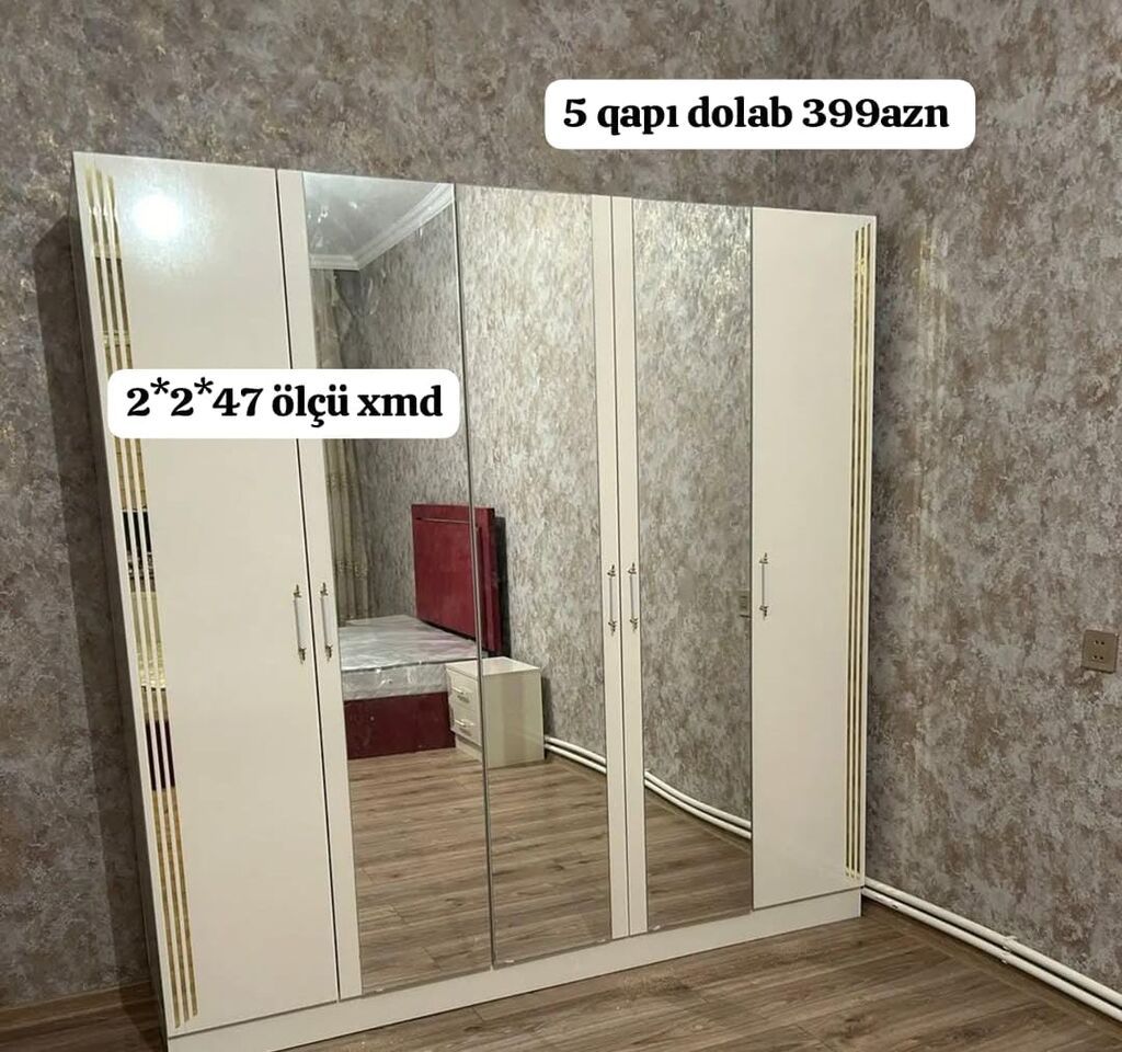 5 qapılı paltar dolabı – 399 AZN Ölçü: 2 2 47 (xmd qeyd edilib) — Şkaflar, Bakı