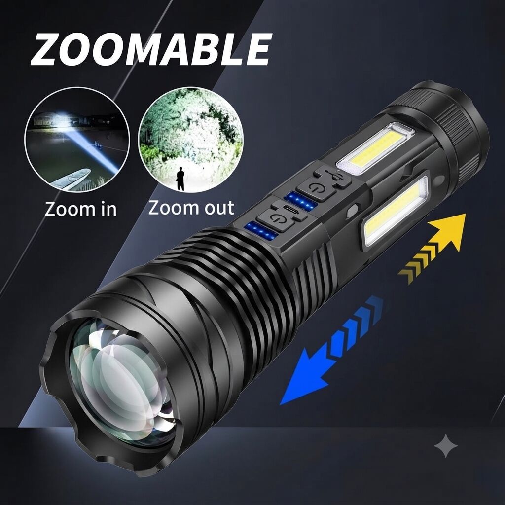 Taktiki Zoom Fənər – USB-dən doldurulan, çoxfunksiyalı LED — İşıqlandırma, Bakı (4)