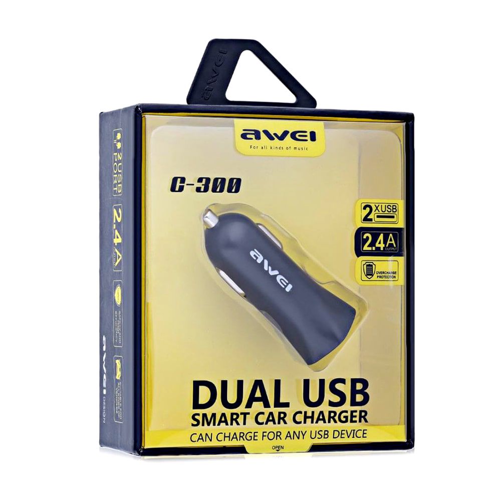 Avtomobil Şarj Cihazı Aweı C-300 Dual USB Smart — Mallar, Bakı (2)