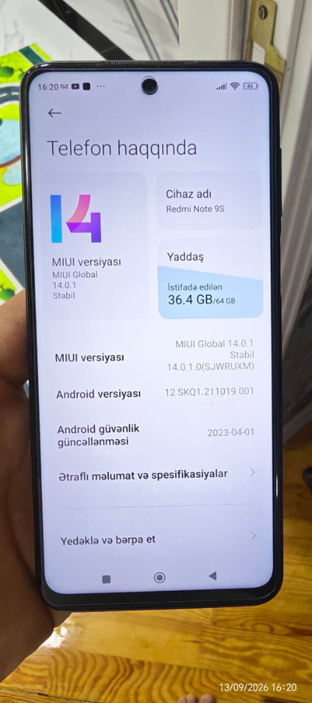 Redmi Note 9S, 64 GB, Barmaq izi, İki sim kartlı, Face ID — Xiaomi, Bakı (5)