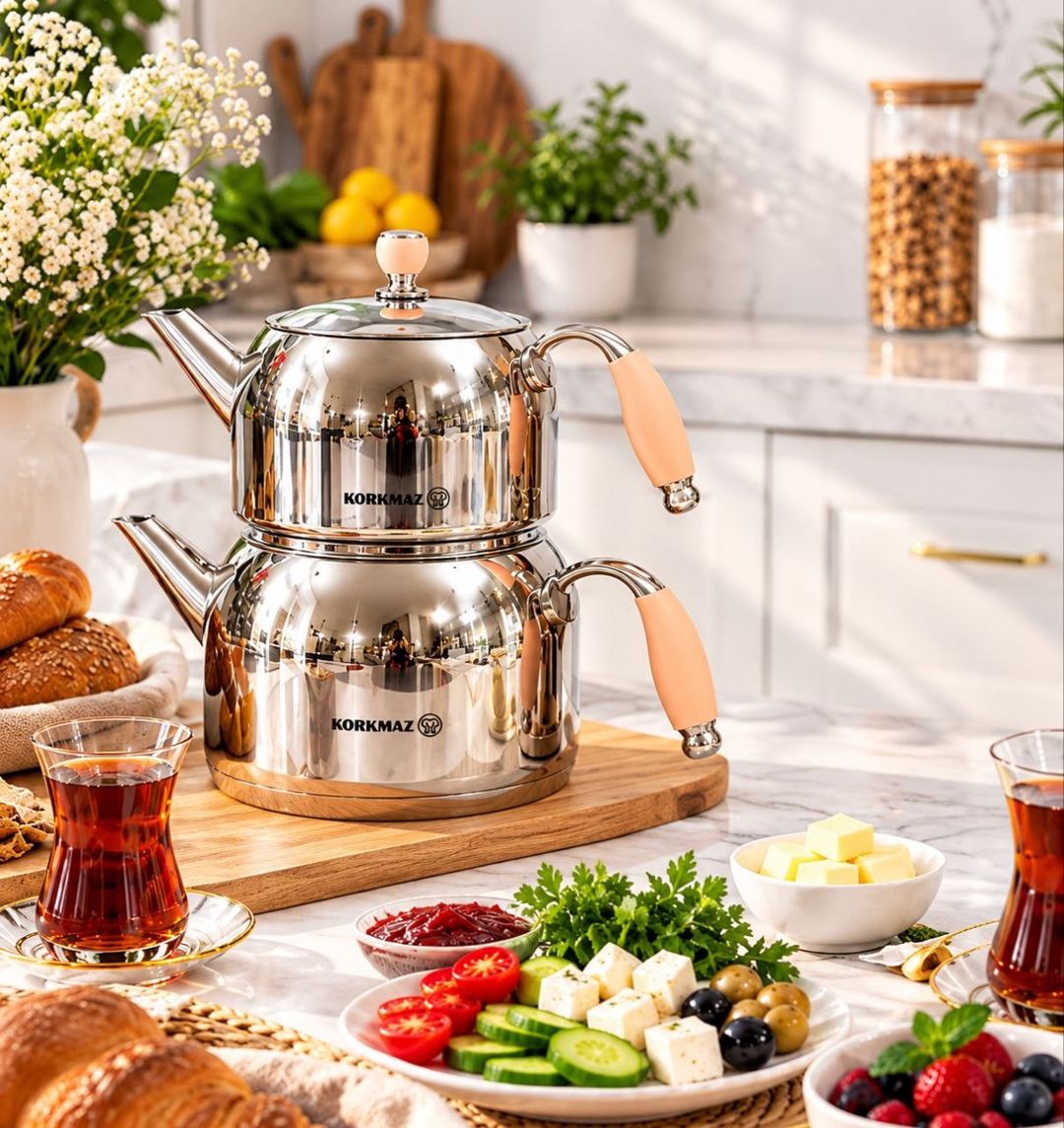 Çaydan dəsti Korkmaz, 3200 ml, polad, gümüşü, çəhrayı — Mallar, Bakı