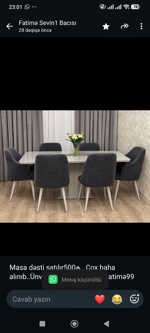 Masa dəsti satılır500₼. Çox baha alınıb. Ünvan — Bakı