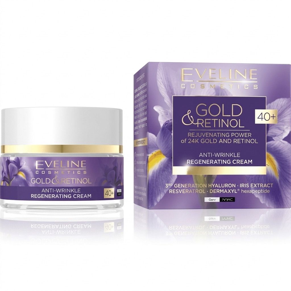 Üz kremi Eveline Cosmetics Gold & Retinol 40+ regenerasiya edici, qırışlara qarşı, 50 ml — Mallar, Bakı
