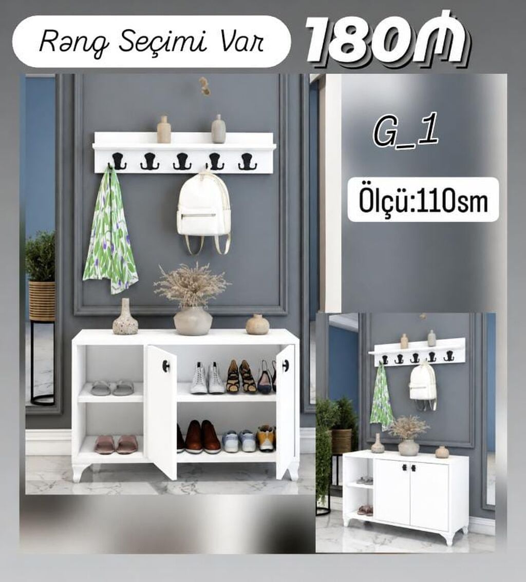 Dəhliz üçün çoxfunksiyalı dəst – ayaqqabılıq və asılqan Model: G_1 — Xol üçün, Sumqayıt