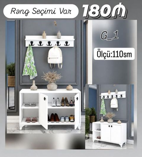 Dəhliz üçün çoxfunksiyalı dəst – ayaqqabılıq və asılqan Model: G_1 — Sumqayıt