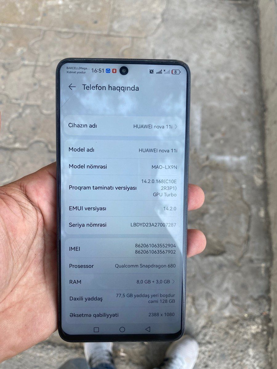 Huawei Nova 11i Starry Black 128GB/8GB — Smartfonlar, Bakı (2)