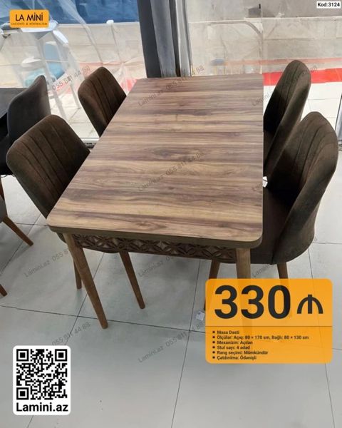 Masa dəsti – Kod: 3124 - Ölçülər: açıq halda 80 170 sm, bağlı halda — Bakı