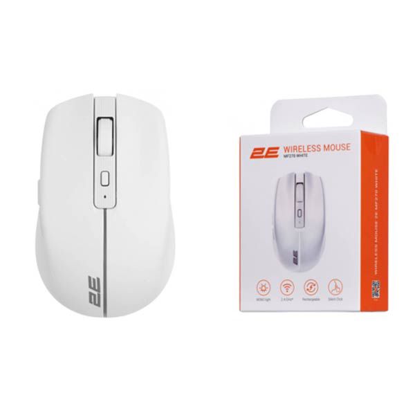 2E MF270 Silent Rechargeable WL White Mouse — Mallar, Bakı