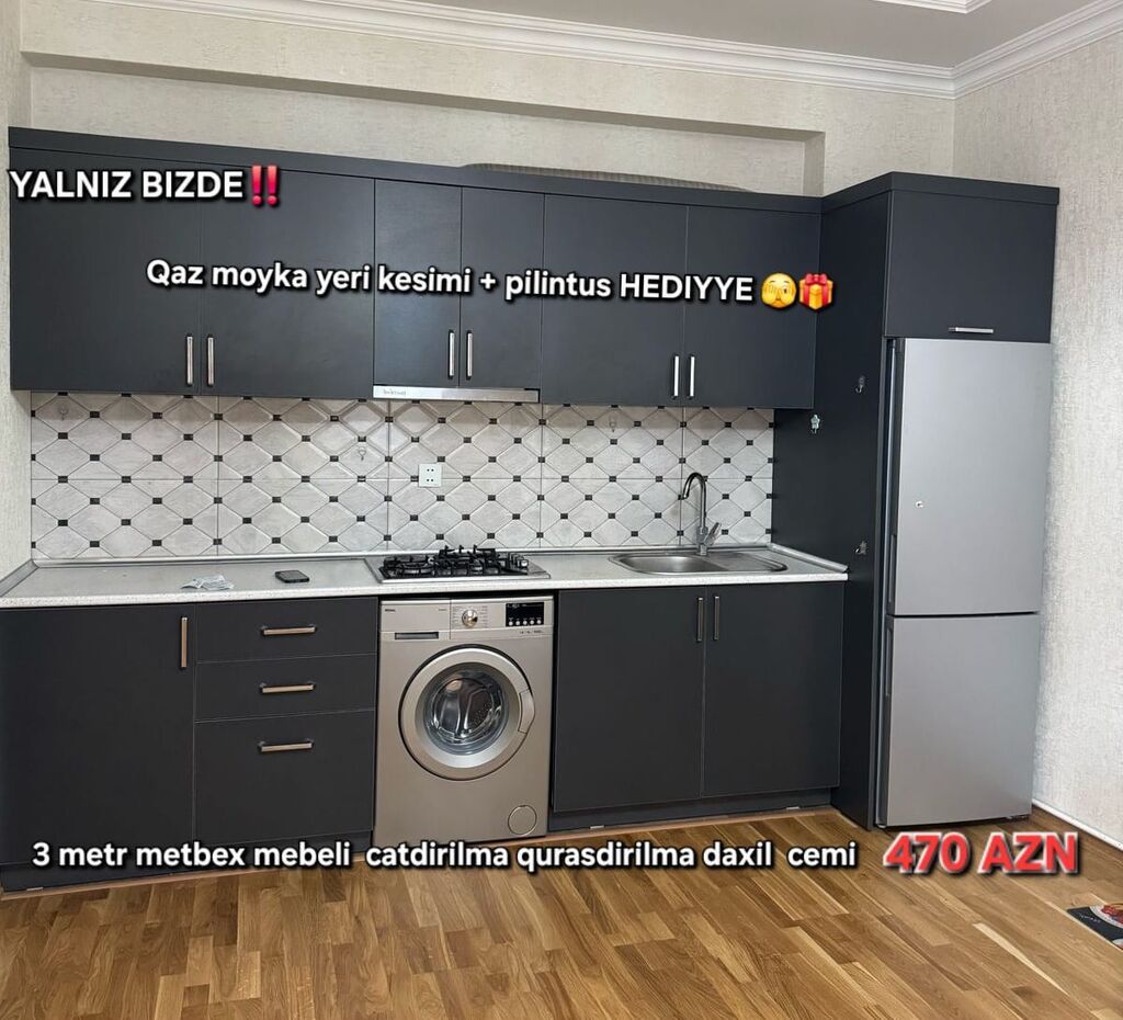 2 metr mətbəx mebeli dəsti - Üst və alt dolablardan ibarət tam dəst — Mətbəx mobilyası, Digah (5)