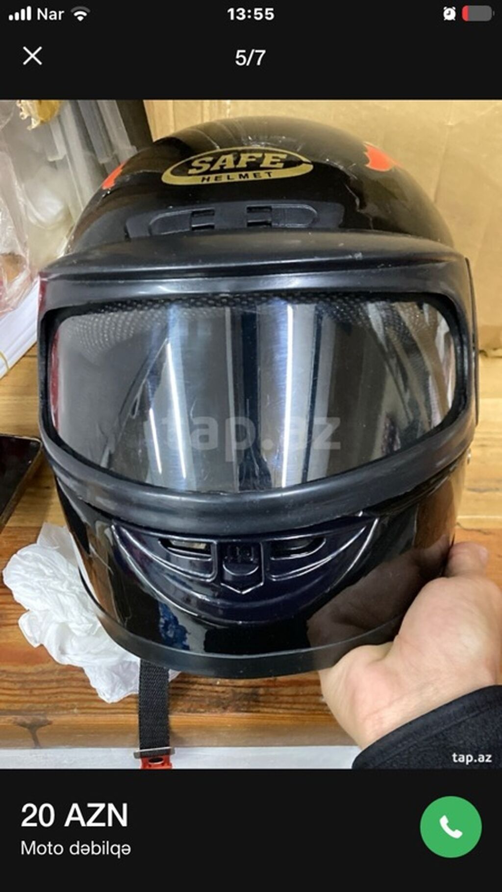 Yenidi istifadə edimir deyə satılır Məhsul: Safe Helmet tam üzlü — Motosiklet geyimi, Bakı (7)