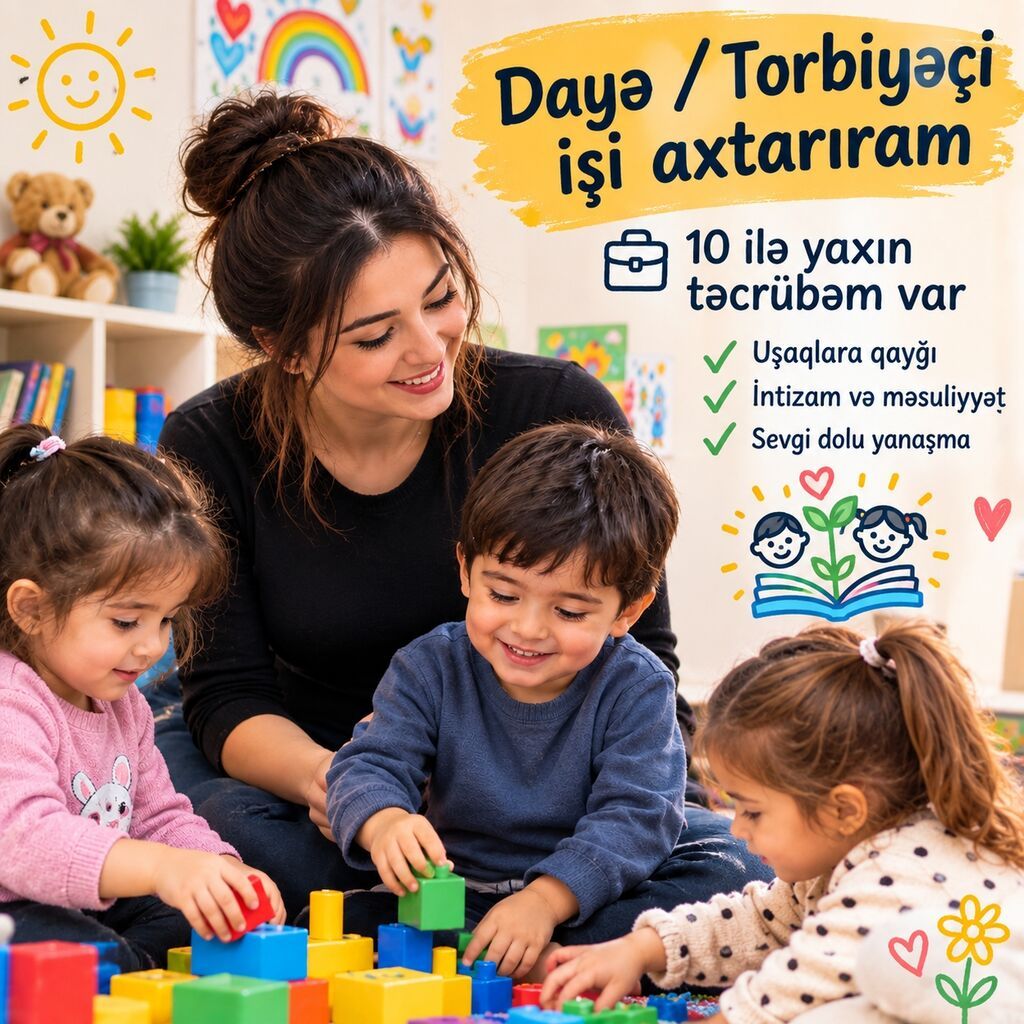 Daya / Tərbiyəçi xidməti Salam 10 ilə yaxın təcrübəm var. 4- 12 yaş — Nyanya, upa, Bakı