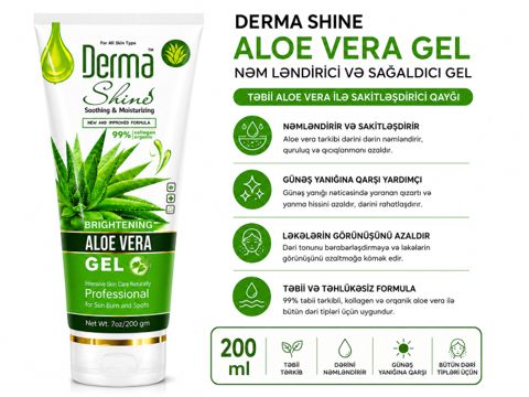 Nəmləndirici üz geli Derma Shine Brightening Aloe Vera Gel, 200 ml — Bakı