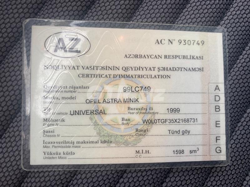 Opel Astra 1.8 L, 1999, 37 000 km 99-LC-749 — Avtomobillər, Bakı (6)