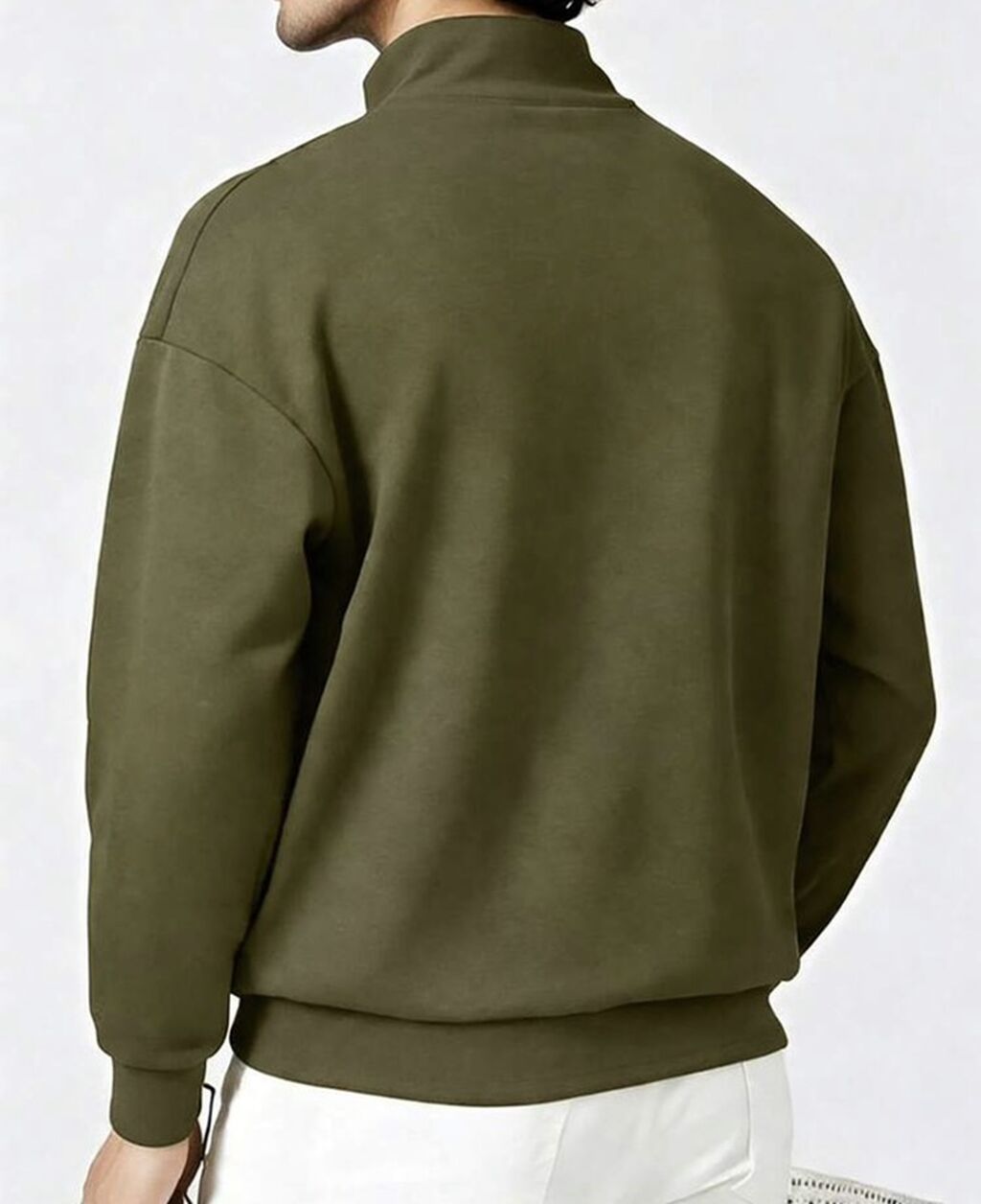 S;m;l;xl Kişi sweatshirt – zeytun-yaşıl rəngdə, yarım-fermuarlı — Hodie və sviter, Bakı (2)