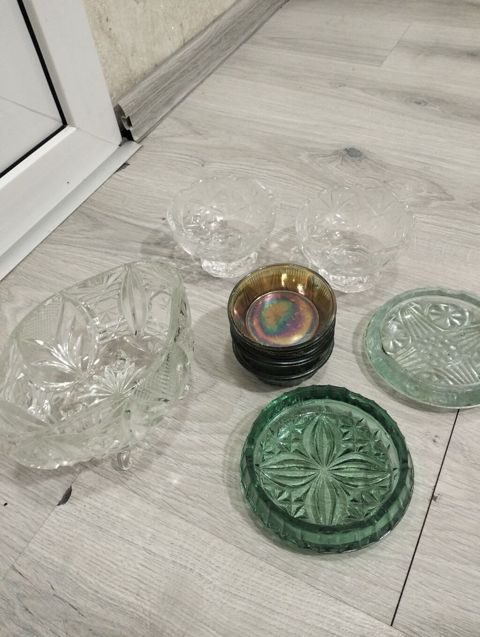 Kolleksiya şüşə qablar dəsti burda 1 qend qabi .2 murebbe qabi .2 kul — Bakı