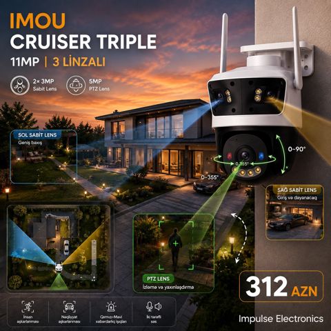 Imou Cruiser Triple – 11MP 3 Linzalı çöl təhlükəsizlik kamerası — Bakı
