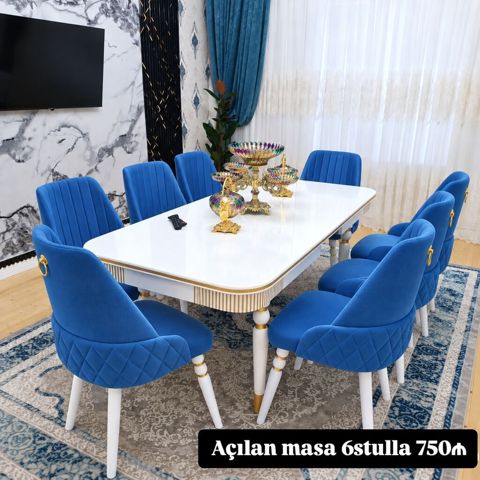 Açılan masa və 6 stul dəsti - Dəst: 1 ədəd açılan (uzanan) yemək — Bakı