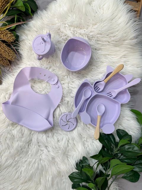 Uşaqlar üçün yemək qabları OP-181, silikon/plastik, bənövşəyi, 9 parça — Bakı