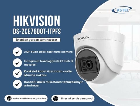 Videomüşahidə kamerası "Hikvision DS-2CE76D0T-İTPFS" — Bakı