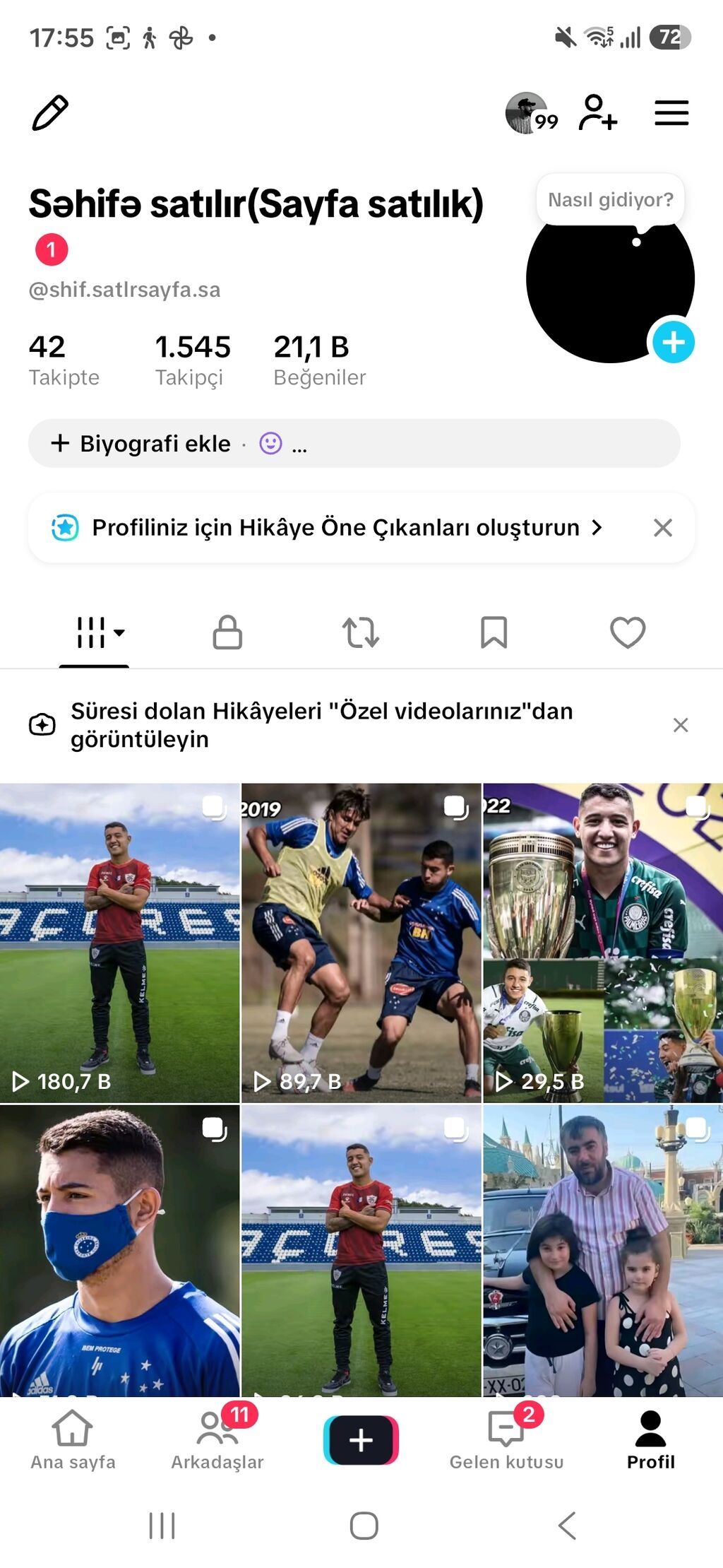Satılır: İdman mövzulu TikTok səhifəsi - Mövzu: Futbol və idman — Marketing, reklam, PR, Gəncə