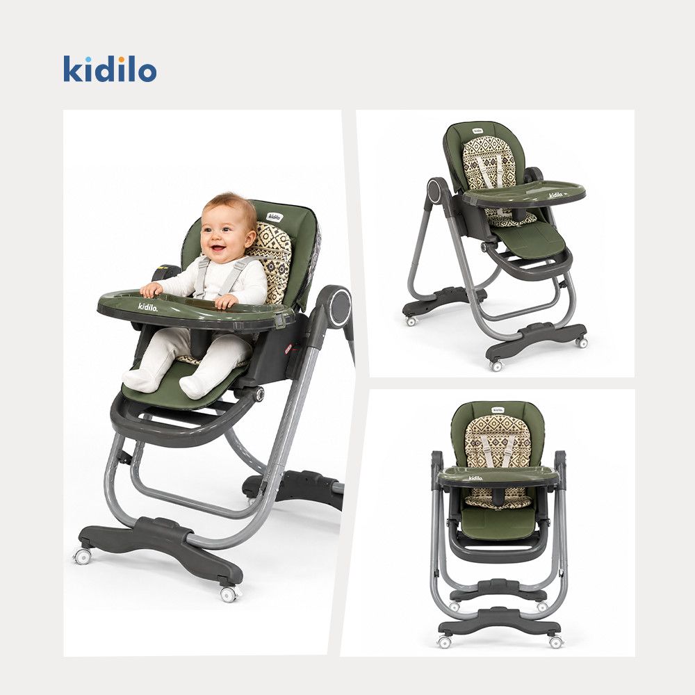Uşaq yedizdirmə oturacağı Kidilo KD169, plastik/eko dəri, 6+ ay, tünd yaşıl AB169 — Mallar, Bakı (2)