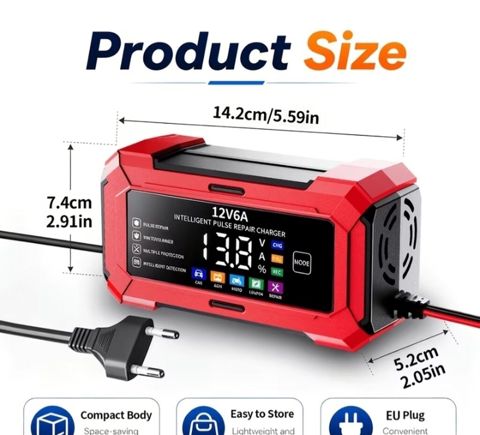 12V 6A Ağıllı Pulse Repair Akkumulyator Şarj Cihazı — Gəncə