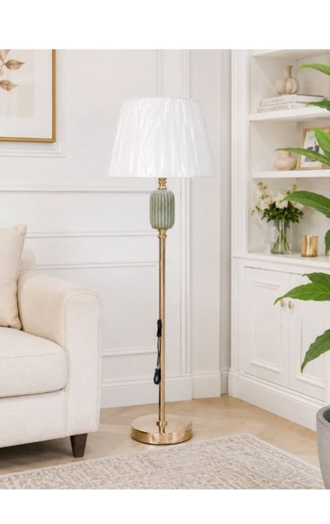 Döşəməüstü lampa 8966, qızılı/ağ — Bakı