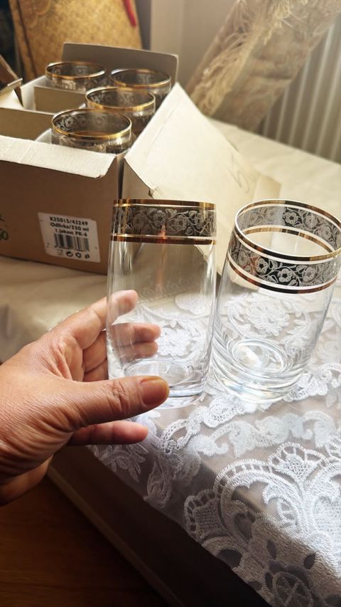 Stəkanlar, rəng - Qızılı, Şüşə, 6 ədədli dəst, 250 ml — Xırdalan