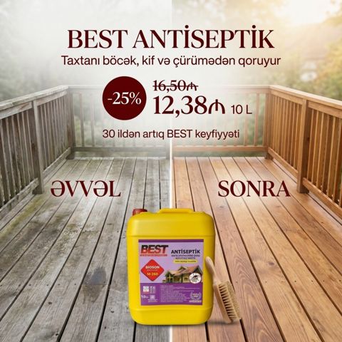 Best Antiseptik – Taxta böcəklərinə və çürüməyə qarşı qoruyucu vasitə — Bakı