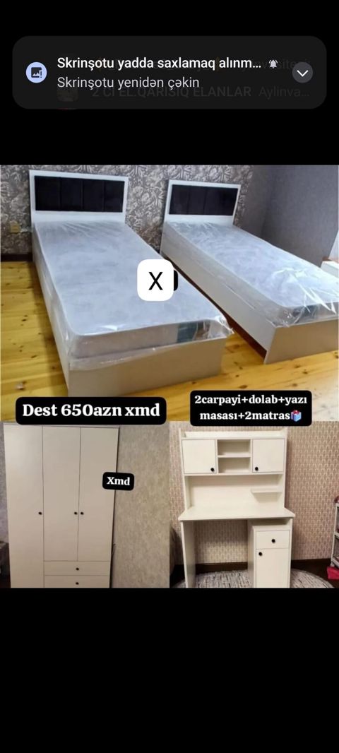 Uşaq/yeniyetmə otağı üçün mebel dəsti Tərkib: - 2 ədəd tək nəfərlik — Bakı