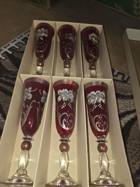 Qədəhlər, rəng - Qırmızı, Şüşə, 6 ədədli dəst — Tableware and kitchen accessories